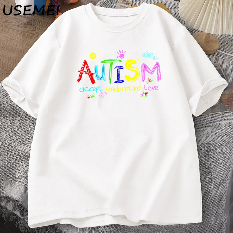 Autism Awareness Puzzle Pieces Graphics Men Women Casual Fashion Cottons Summer Tops Men's Clothing