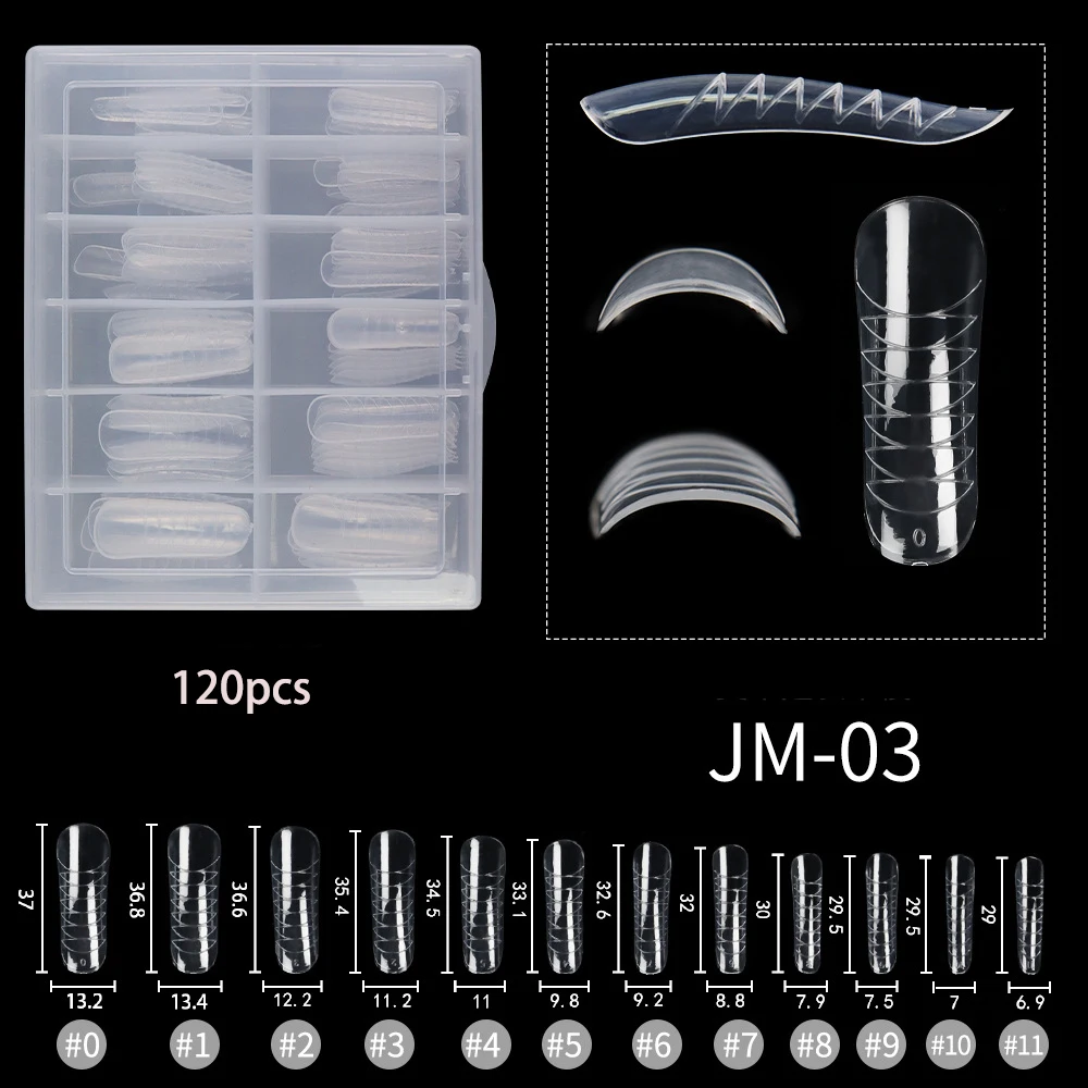 120pcs/box Dual Forms Nail Mold with Edges Inside Acrylic False Nails Tips Quick Building Gel Mold Extension Top Upper Forms