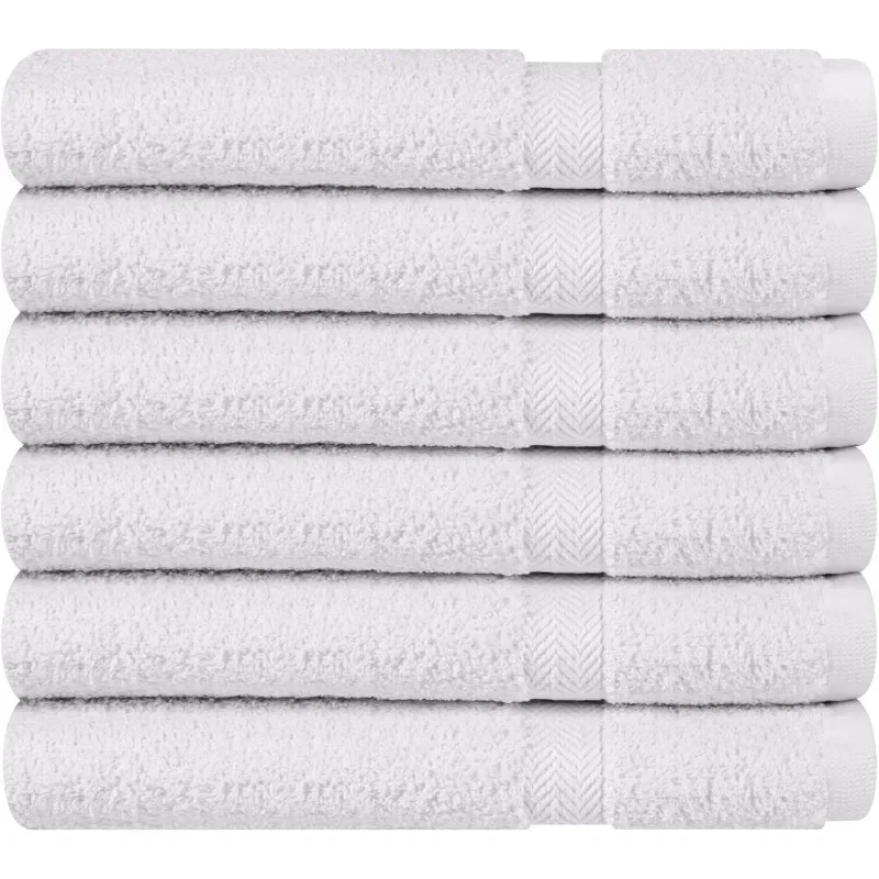 100% Cotton White 6 Pack Medium Bath Towel Set, Quick Dry, Super Absorbent, Light Weight, Soft Feel, Premium Towels for Hotel