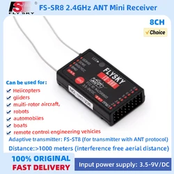 FLYSKY FS-SR8 2.4GHz ANT Mini Receiver Remote Controller RC Car 8 Channel Airplane Helicopter FPV Drone FS-ST8 Radio Transmitter