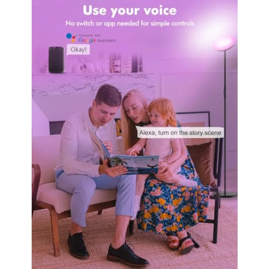 Smart RGB LED Floor Lamp Works with Alexa Google Home WiFi Remote Modern Tall Standing Light Super Bright 2000LM Color Changing