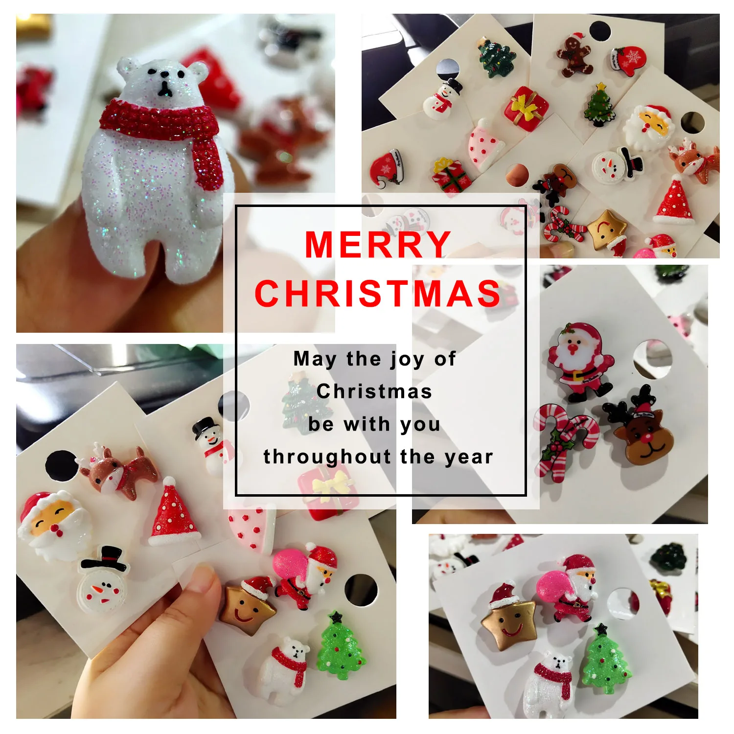 Fashion Cartoon Christmas Brooch Set Snowman Santa Claus Elk Tree Acrylic Brooch Small Badge Christmas Gift for Women Kids