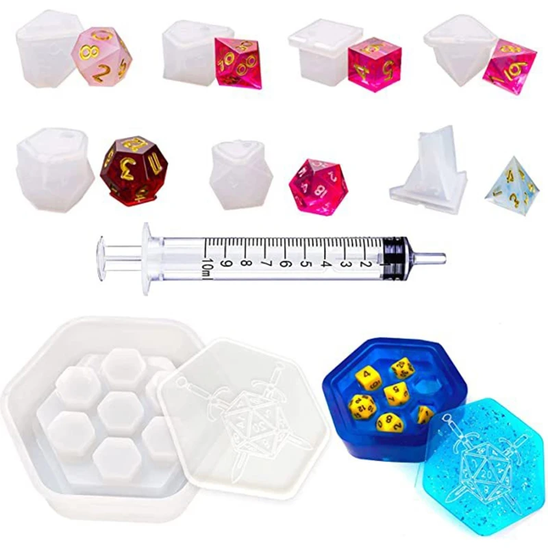 

Molds for Resin Casting Polyhedral Game Molds Silicone with Numbers Drop shipping