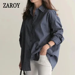 Striped Blouses blusas Summer Shirt for Women Lapel Long Sleeve Shirt Tops Ladies Loose Buttons Blouse ropa de mujer ofertas