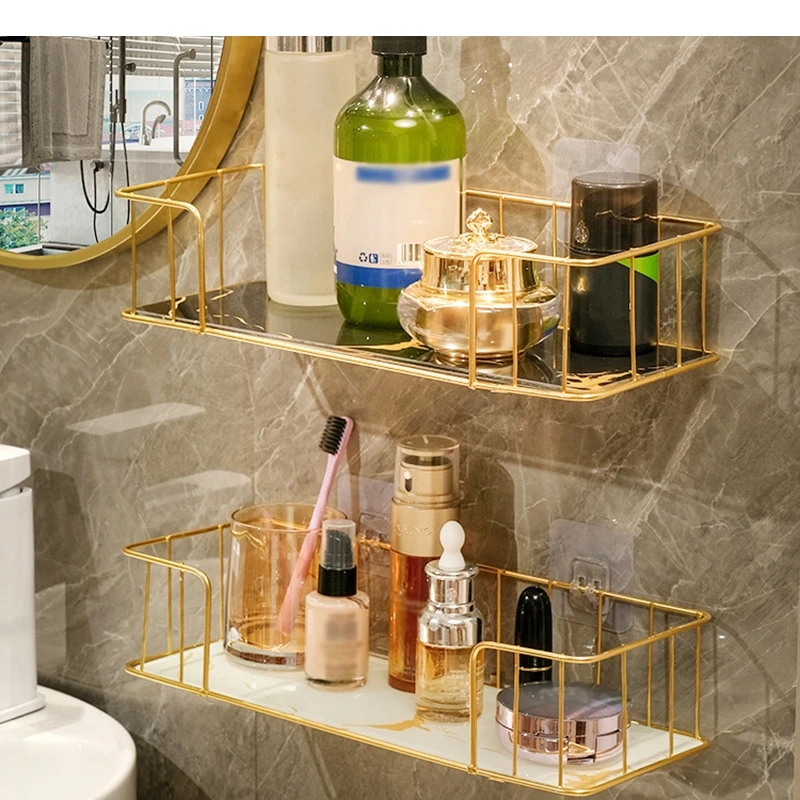 

Glass Storage Racks Metal Brackets Home Rectangle Cosmetic Jewelry Wall Mounted Bathroom Shelves Household Items