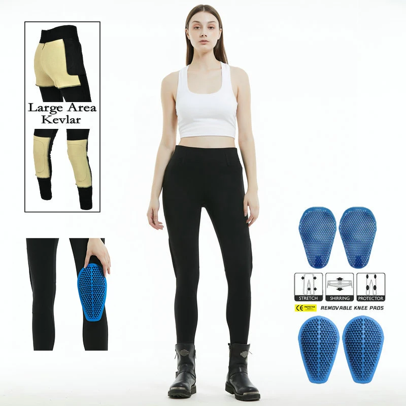 

Women's Motorcycle Jeans, Female Rider Riding Pants, Motorcycle Elastic Anti-drop Pants, with Silicone Protective Gear
