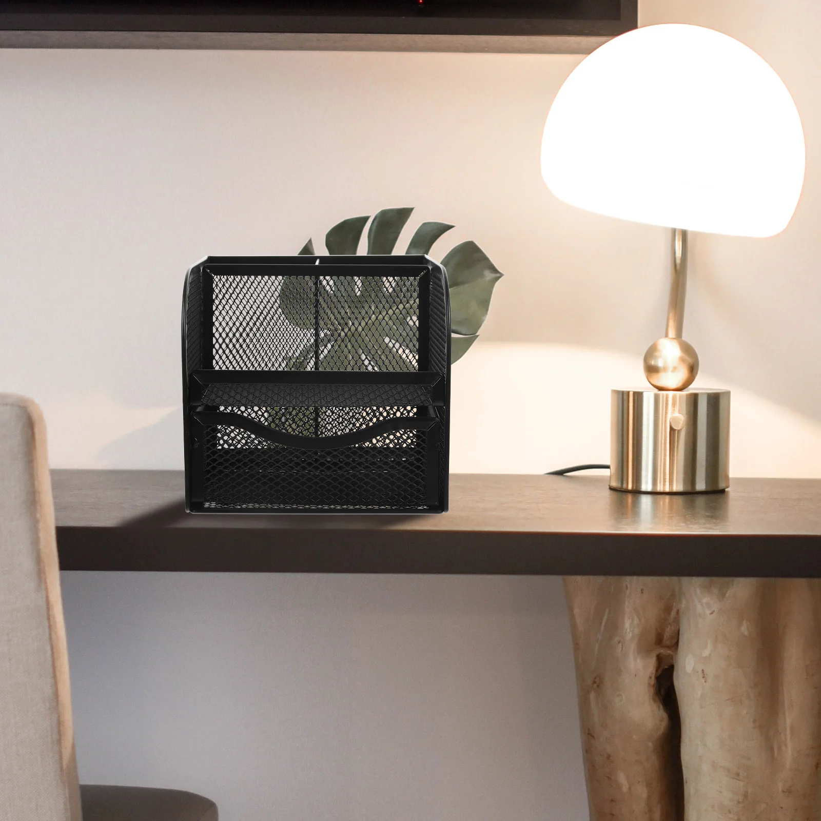 เหล็กผู้ถือปากกาสํานักงานสําหรับโต๊ะตะกร้าเดสก์ท็อปอุปกรณ์เสริม Penholder โลหะตาข่ายถ้วย Organizer