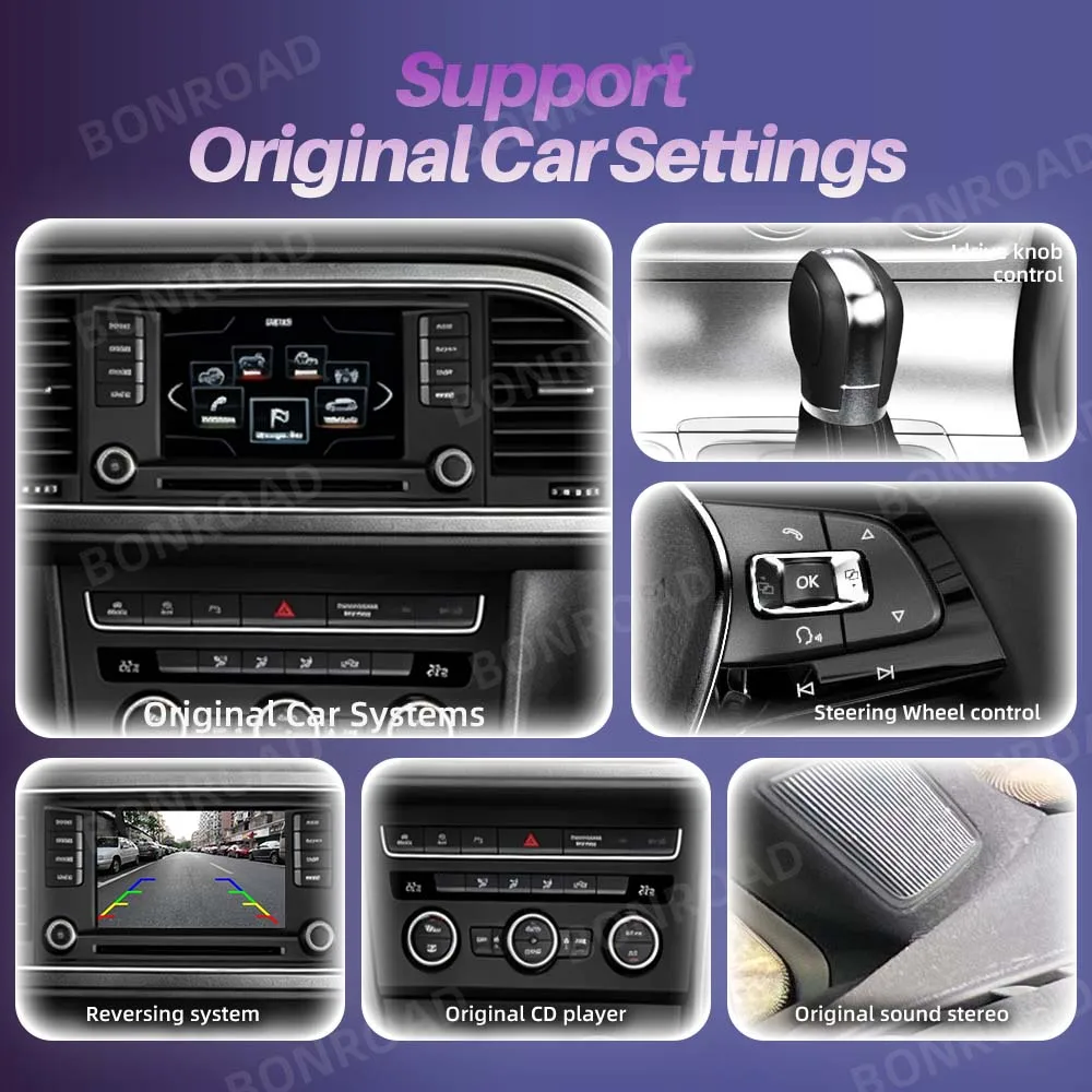 BONROAD Wireless CarPlay Android Auto Interface Adapter For Volkswagen Golf GTI Mk7 Passat B8 Tiguan Teramont Polo Skoda Octavia MIB1 MIB2 Infotainment System Bluetooth Mirror Link Navigation OEM Screen Upgrade Module Plug And Play