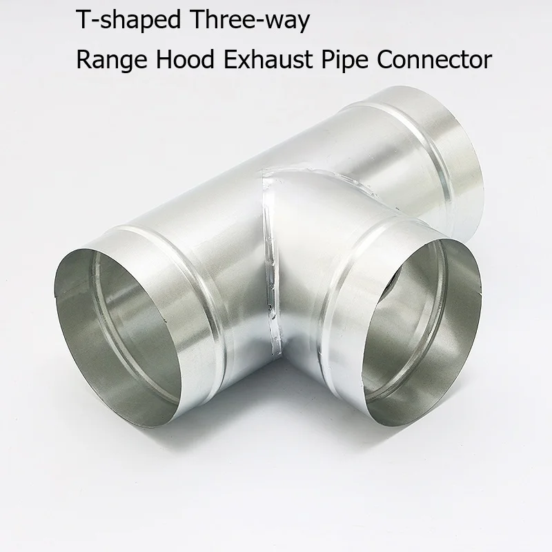 Φ100-300mm T-shaped Three-way Range Hood Exhaust Pipe Joint Iron Sheet Y-shaped Connector for Tube Connection Smoke Diversion