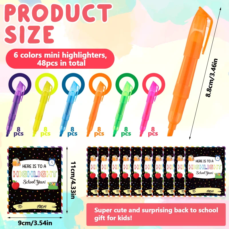 

72 шт. Добро пожаловать обратно в школу, подарки, объемный маркер с поздравительными открытками, первый день школьных принадлежностей, подарки для обмена класса