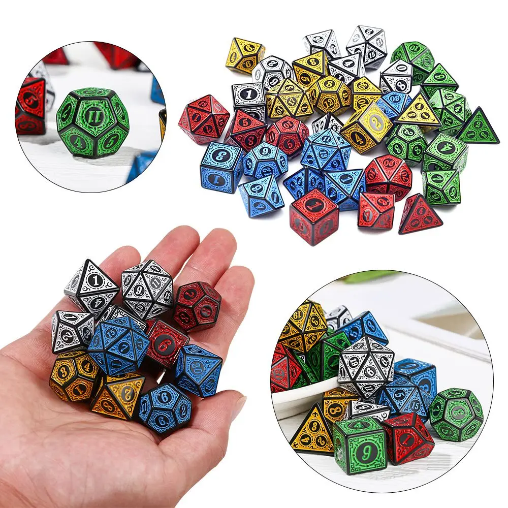 

D4 D6 D8 D10 For TRPG DND 7-Die Dice Set Glitter Iidescent Game Accessory