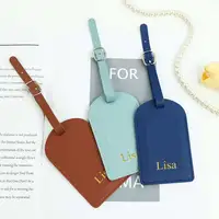 Customized Letters Smooth PU Leather Classic Ultra-Thin Travel Aviation Luggage Tag Signature Luggage Label 2