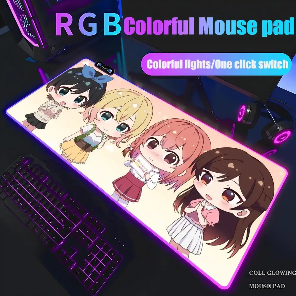 rent a girlfriend Mouse Pad XXL RGB Mouse Pad Kawaii Gaming Accessories Computer keyboard Large Led Desk Mat Backlight Mousepad