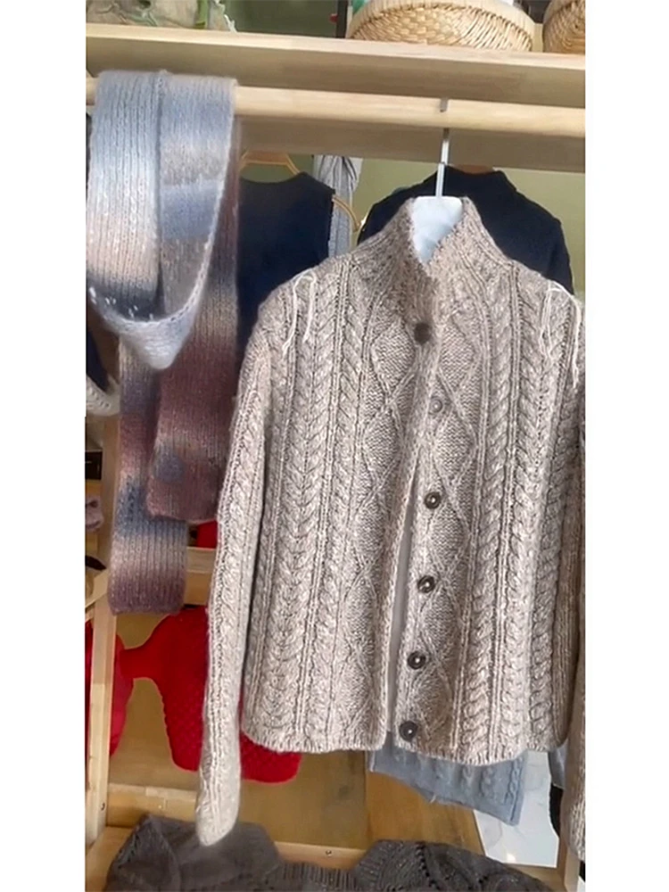 Soft Cozy Lazy Sle Knitted Cardigan Women's Winter Outerwear ey Twist Sweater Jaet Commute Sle Regular Sve Long