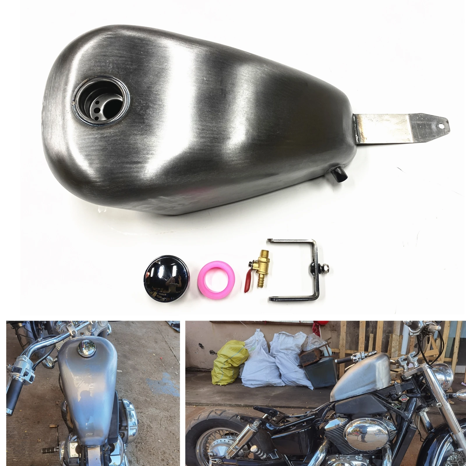 

9L Petrol Gas Fuel Tank For Honda Shadow 400.750 Motorbike Modified Handmade Motorcycle Elding Oil Can With Cap