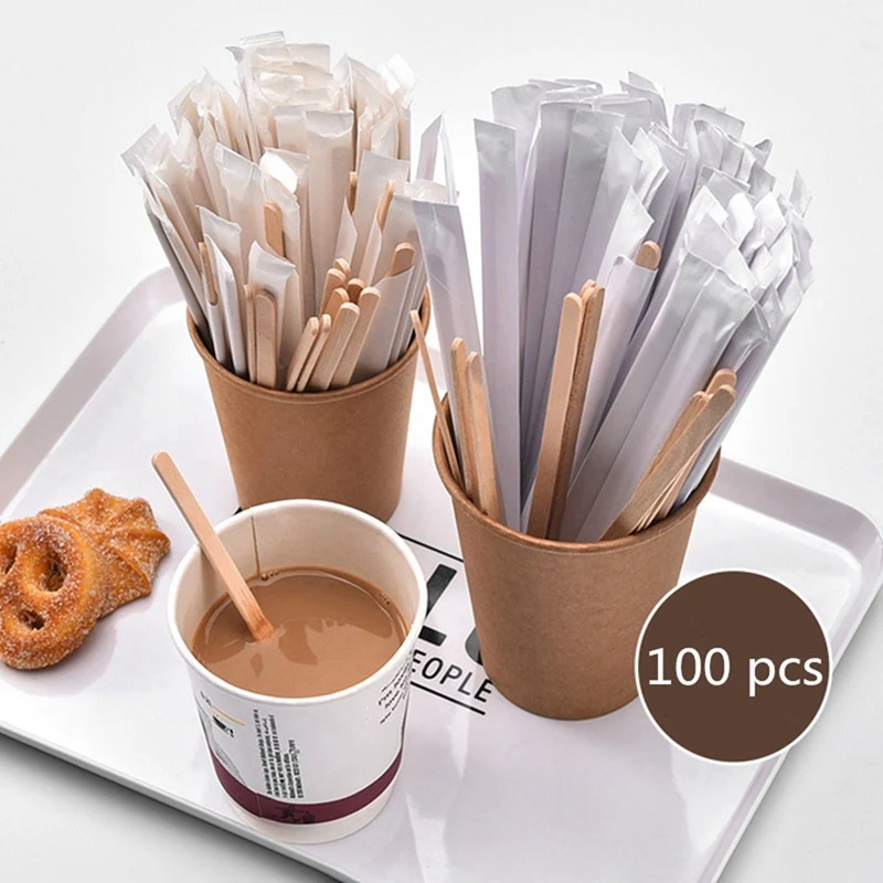 400Pcs 5.5 Inch Coffee Stirrers Sticks -Natural Wood Eco-Friendly Coffee Beverage Milktea Disposable Stirrer Stick