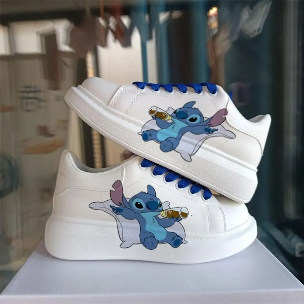 Kawaii Sticth Angle Cartoon Women Platform Sneakers Lace Up Skateboard Flat Outdoor Running Sport Shoe Tennis Walking Sneakers