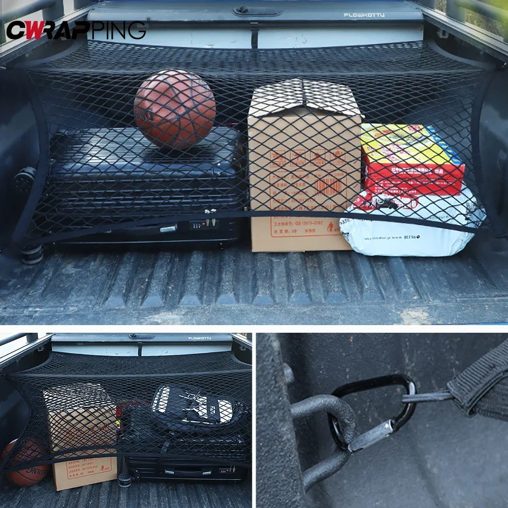 1.2x1.2M Heavy Duty Elastic Cargo Net Pickup Truck SUV Van Secure Anti-Slip Luggage Storage Stretchable Transport Car Accessory