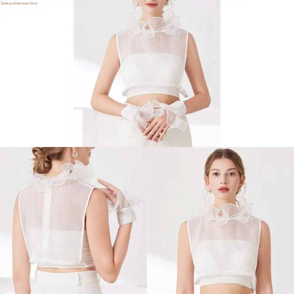 F92D Lightweight Breathable Lace Faux Collar Accessory For Sweaters Tops Costumes