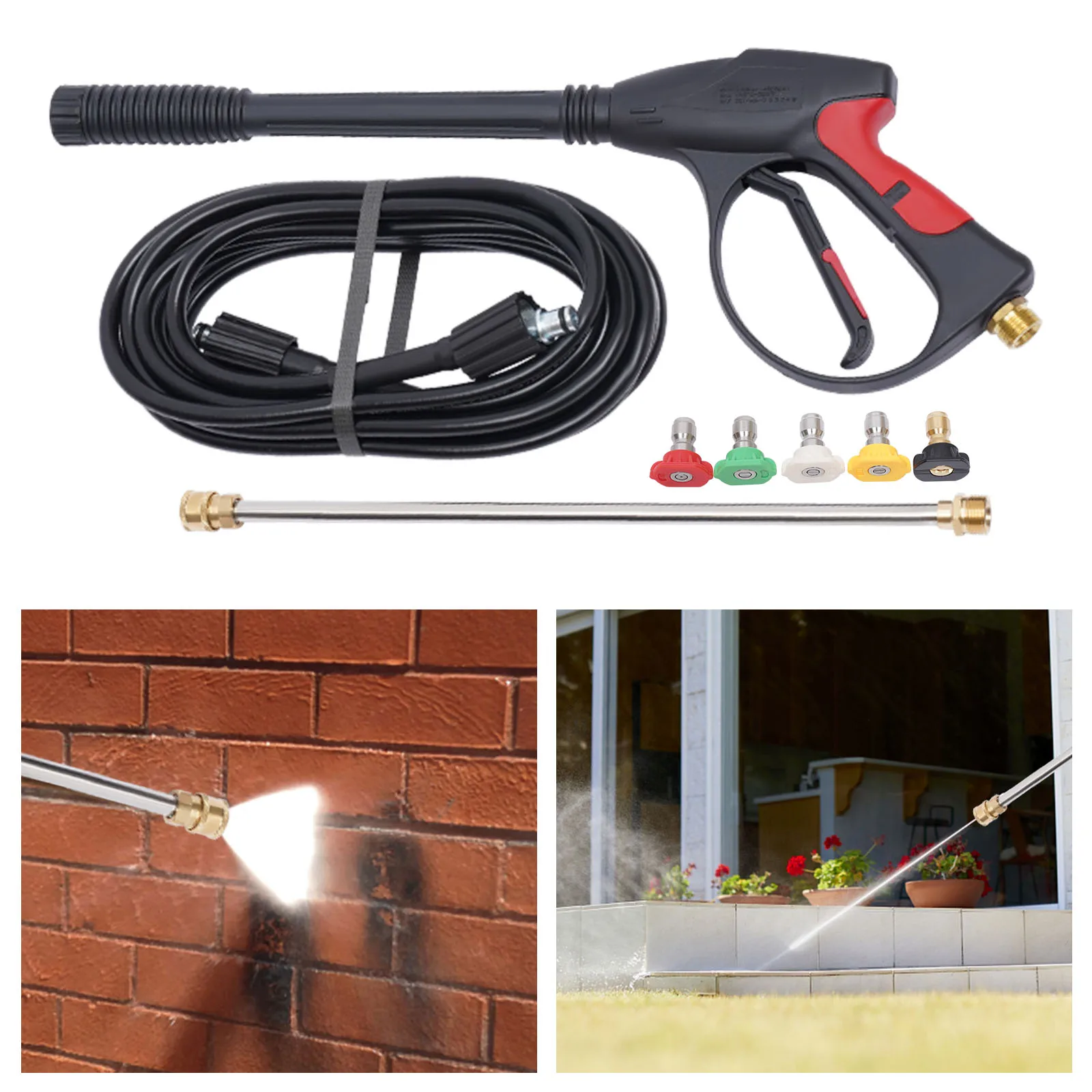 

3000 PSI Pressure Washer Gun Power Washer Spray Gun Kit with Universal M22 Connector and 5 Quick Connect nozzles