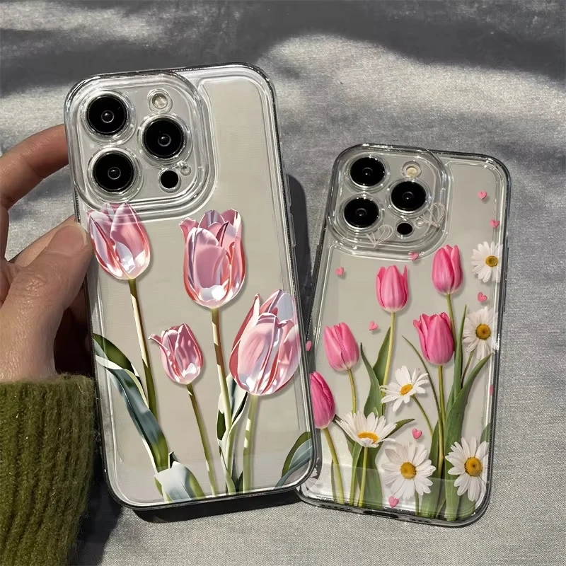 Летний чехол для телефона с узором в виде тюльпанов для Huawei Honor X7d X9d X9a X9b X8b X7b 90 20 nova 9 7i P40 SE Lite 4G 5G, прозрачный мягкий чехол из ТПУ