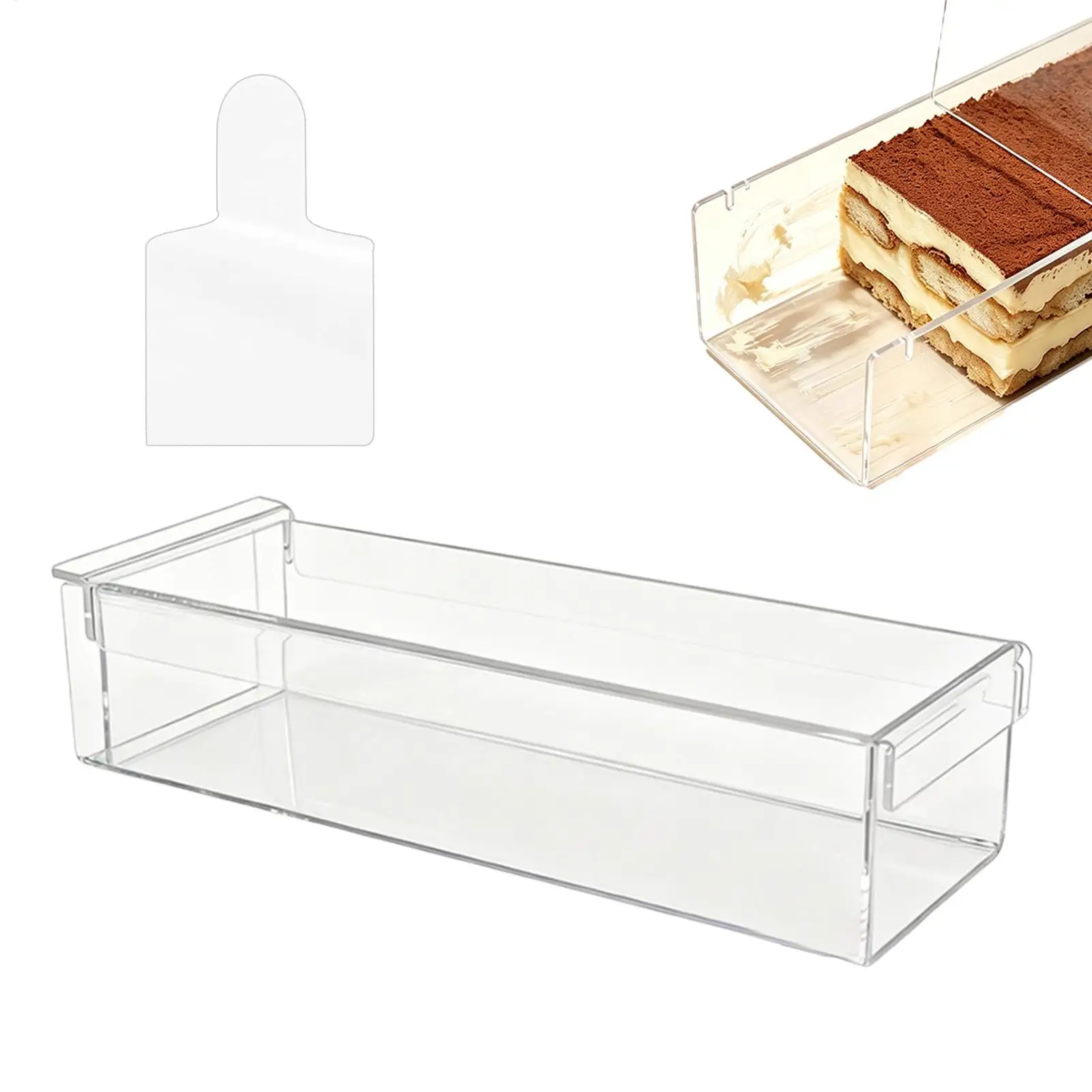 Acrylic Cake Box Reusable Mousse Box with Lid and Side Panel Food Grade Cake Mold for Bakers Pastry Chefs Food Bloggers