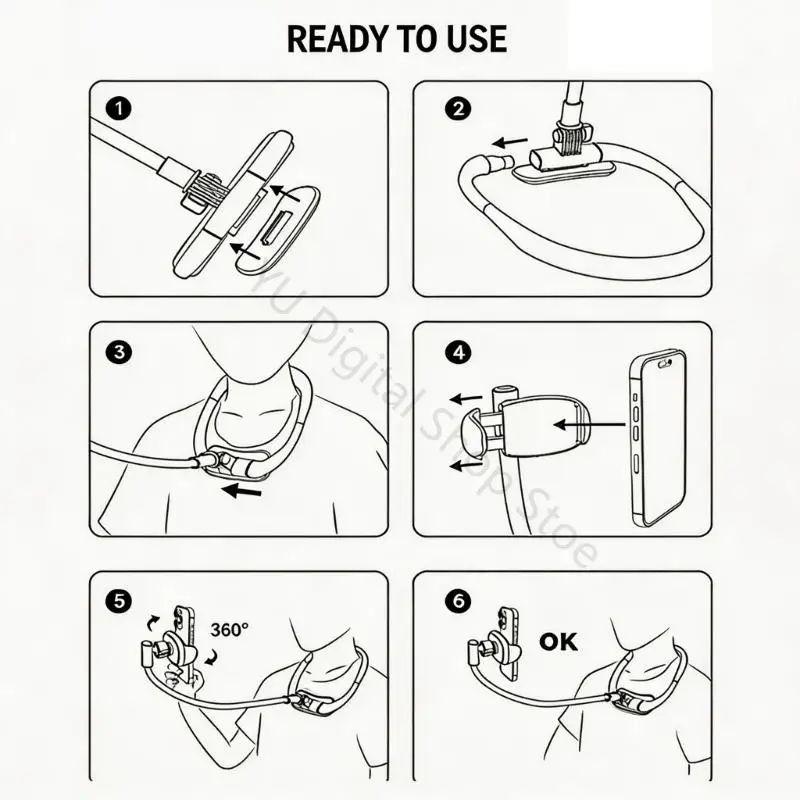96BA Hands Easy Neck Phone Stand Biegbarer Telefonständer zum Ansehen und Streamen Bett – Detail 2