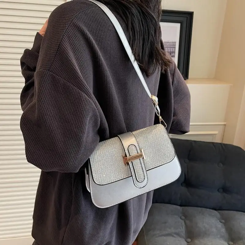 X90D Women Shoulder Bag Sequins Crossbody Bag PU Leather Bag Square Bag