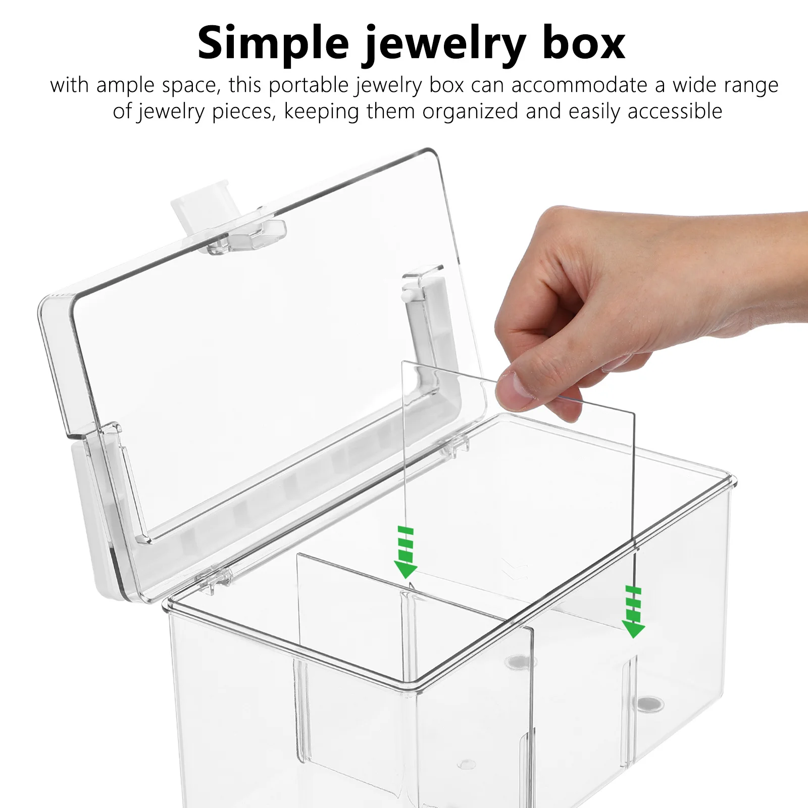 Clear Acrylic Jewelry Storage Box Large Capacity Organizer Portable Jewelry Case for Rings Earrings Necklaces Earring Organizer