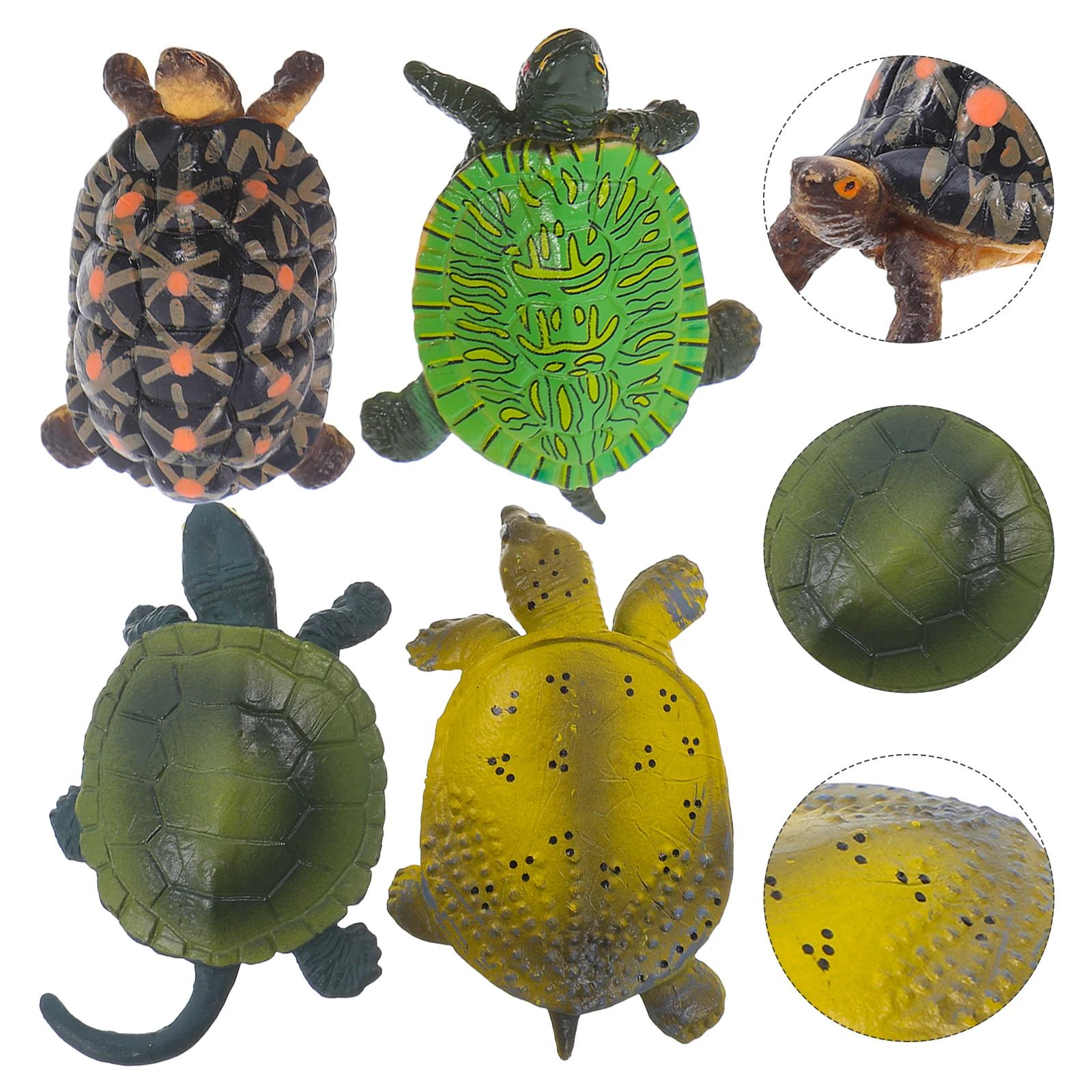 

4 PCS Toys Turtle Figures Cake Topper Plastic Tortoise Crawl Kids Turtles for Child Miniature Animal