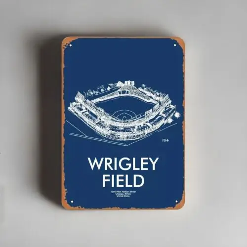 Retro Chicago Wrigleyville Metal Tin Sign - Vintage Blueprint Design NEW-Aluminum