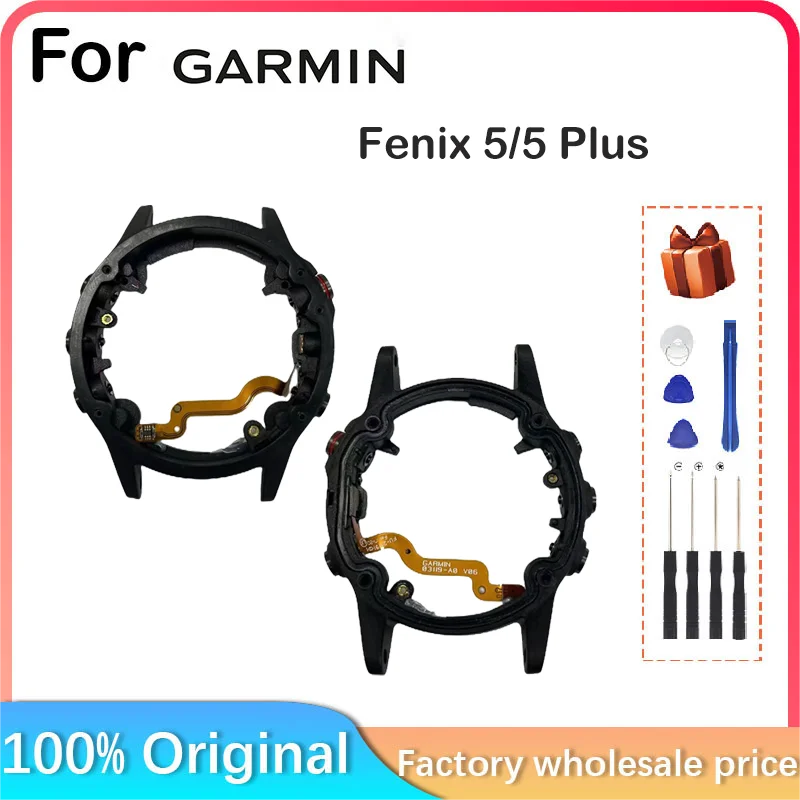 For Garmin Fenix 5 5Plus Watch Case Middle Frame, Plastic Frame with Buttons, Button Maintenance Replacement Accessories