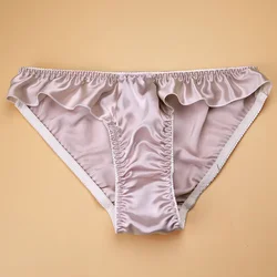 pure silk underwear gymnastics ballet dance practice plus size middle and low waist triangle high fork underwear panties