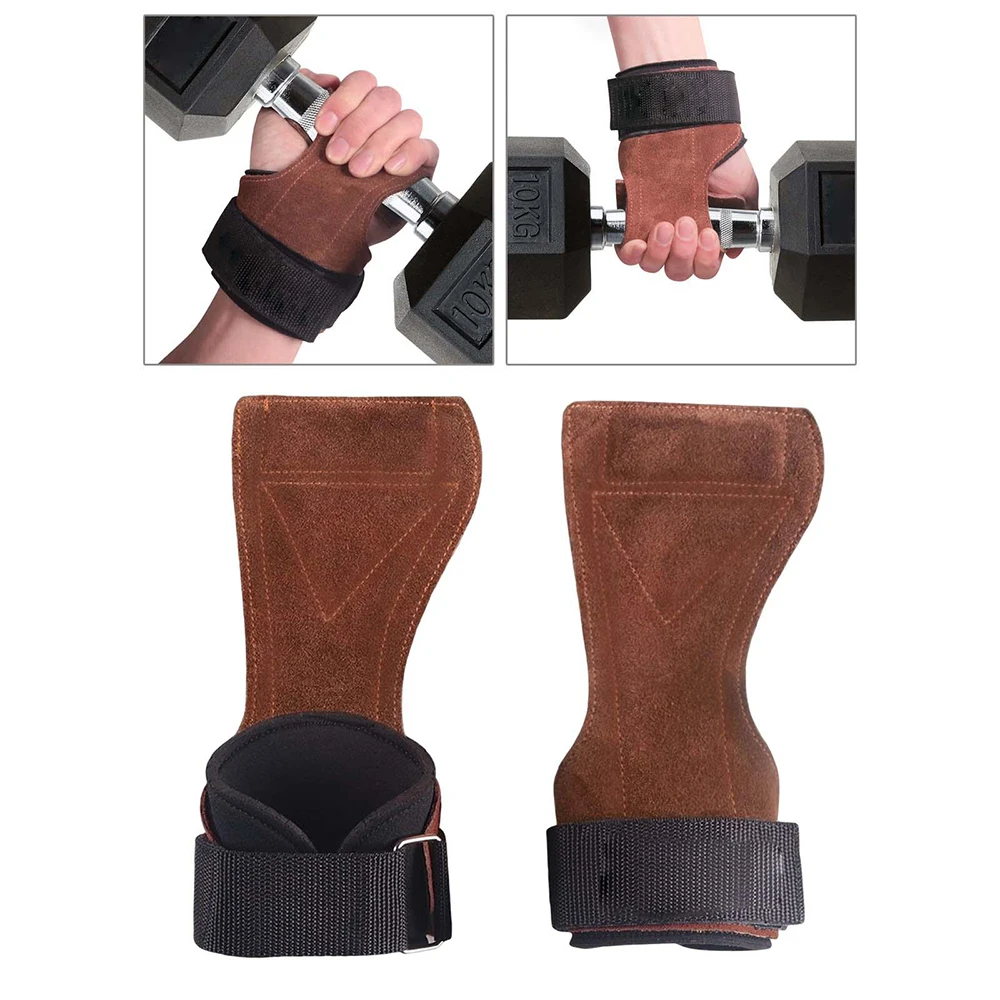 Weight Lifting Training Gloves Palm Protector Leather Wrist Straps For Deadlifts Powerlifting Crossfit Fitness Gymnastics Grips