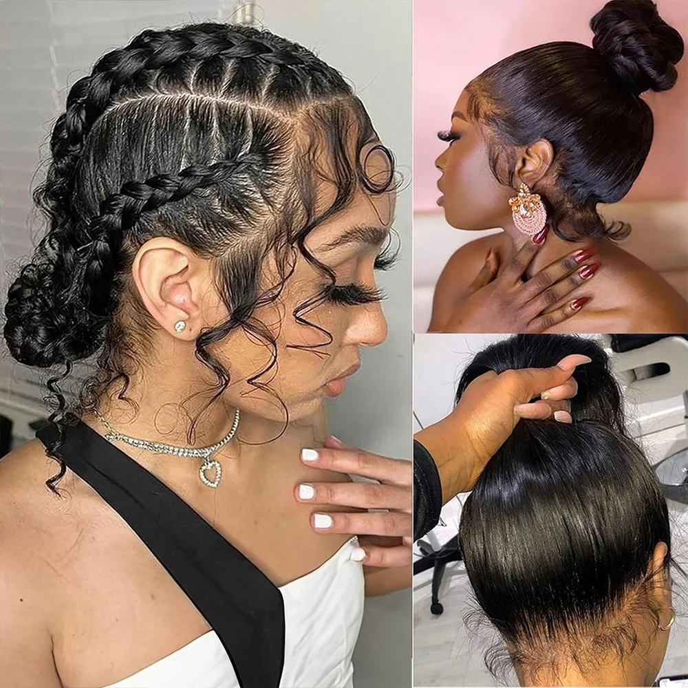

360 Lace Front Wigs Human Hair Pre Plucked Transparent Lace Frontal Wigs for Black Women with Baby Hair Bone Straight Ponytail
