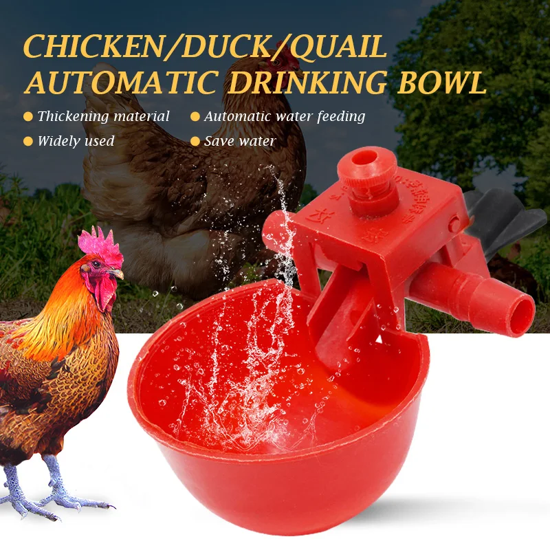 Automatic Bird Coop Feed Poultry Water Drinking Cups Plastic Chicken Fowl Drinker Cups Hanging Drinker 5/10/20/30/50 Sets