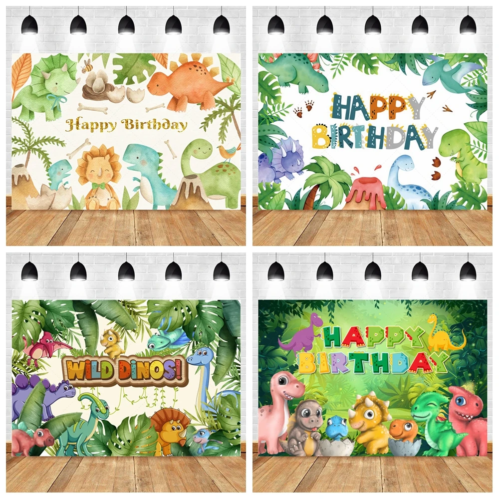 

Dinosaur Happy Birthday Decorative Background Jurassic World Custom Dinosaur Poster Baby Shower Jungle Photo Photography Studio