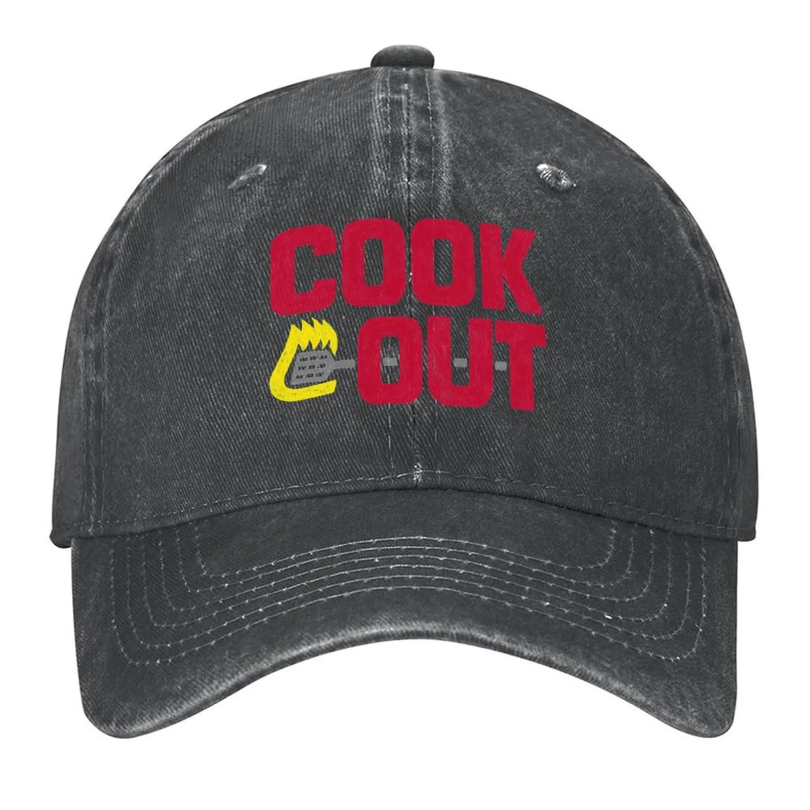 Cookout - نسيج الطباشير العتيق - قبعة بيسبول باللونين الأحمر والرمادي قبعة سائق الشاحنة ذات علامة تجارية فاخرة للنساء والرجال