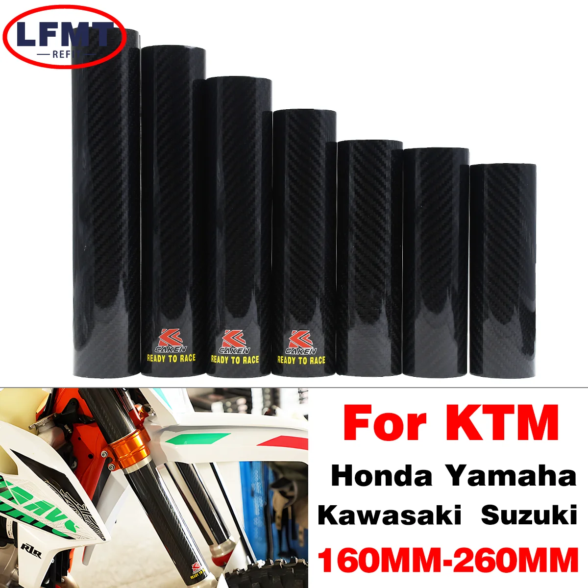 Motorcycle 160-260MM Carbon Fiber Adjustable Front Fork Shock Guard Protector For YAMAHA KTM HONDA Kawasaki Suzuki Pit Dirt Bike