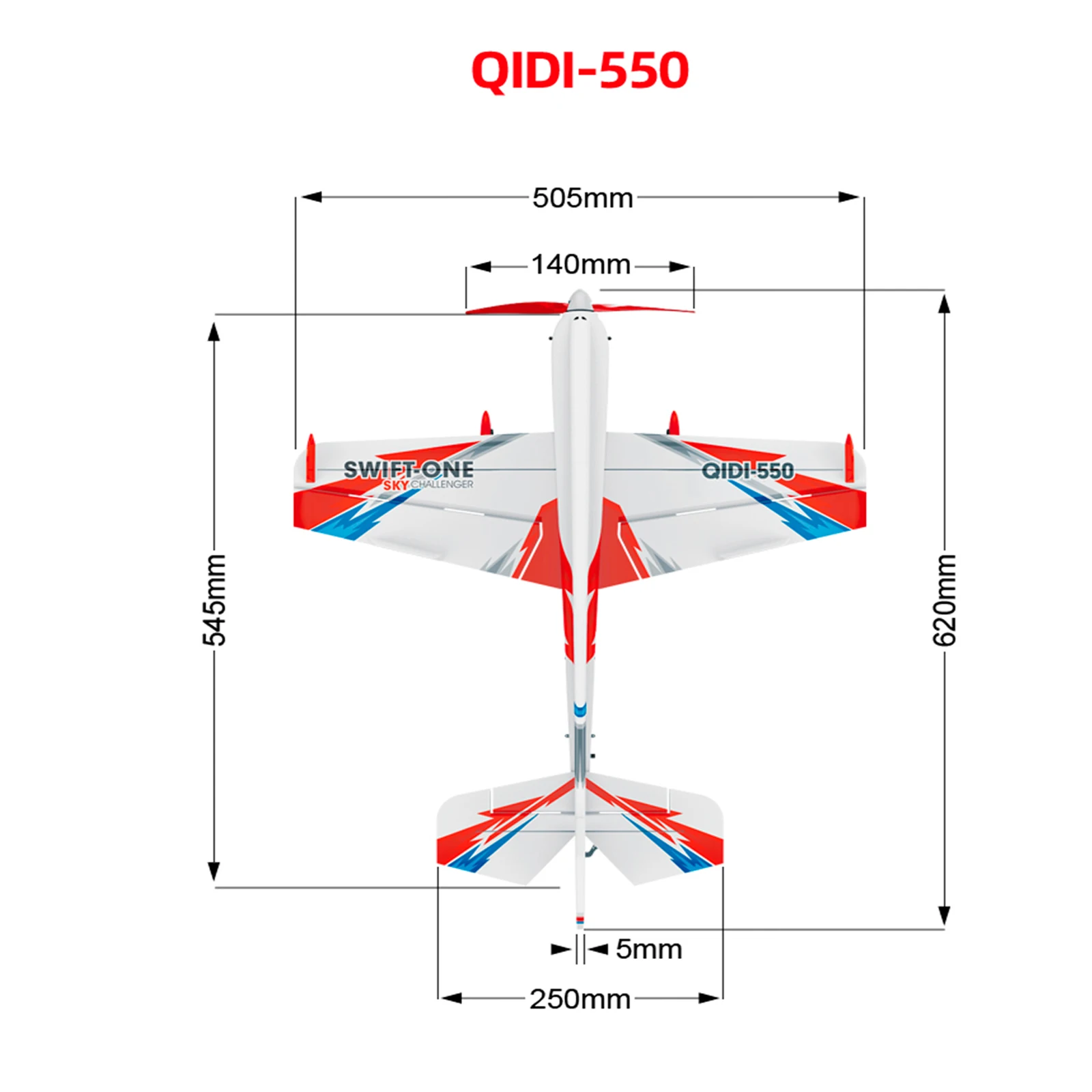 QIDI-550 Avião de Controle Remoto, RC Plane, 3D Stunt Glider, EPP Espuma Voo Avião Brinquedo para Crianças e Adultos, Motor Brushless, 2.4G