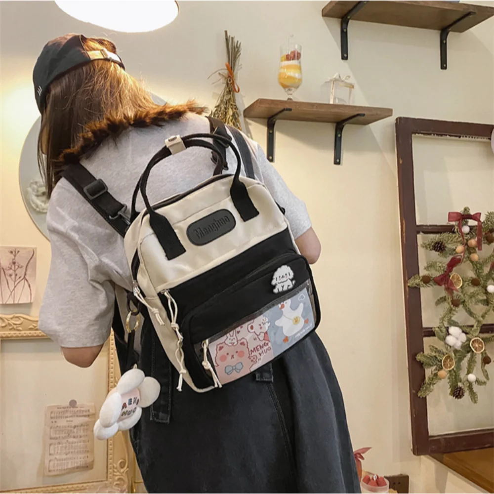 

Cute Flower School Bag Waterproof Nylon Student Backpack Large Capacity Korean Style Shoulder Bag Travel