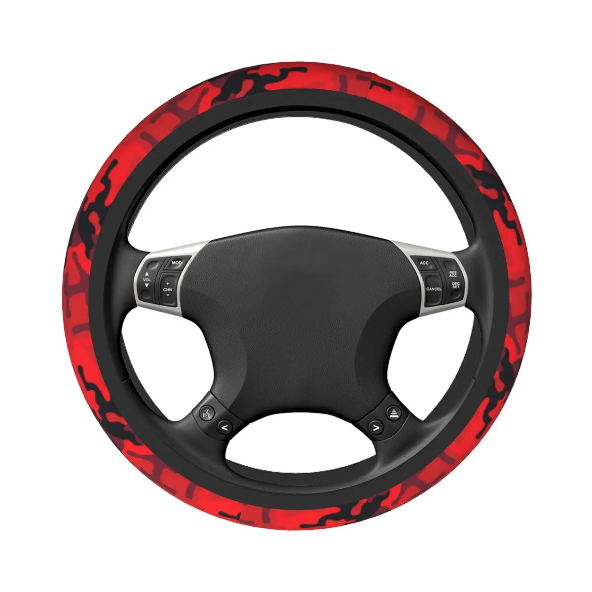 Military Red Camouflage Car Steering Wheel Cover 38cm Non-slip Camo Texture Suitable Car-styling Car Accessories - view 2