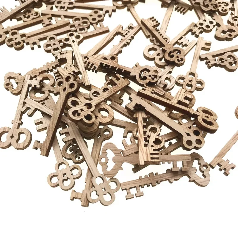 

50pcs Blank Wooden Vintage Keys Embellishment Keys Cards Bookmark Scrapbooks DIY Christmas Decoration