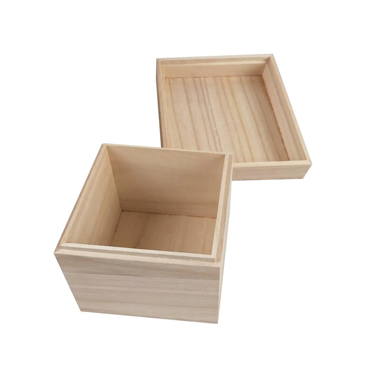 Wooden Craft Storage Organiser Boxes, Wooden Box Crate, Unfinished Mini Wooden Boxes Square,