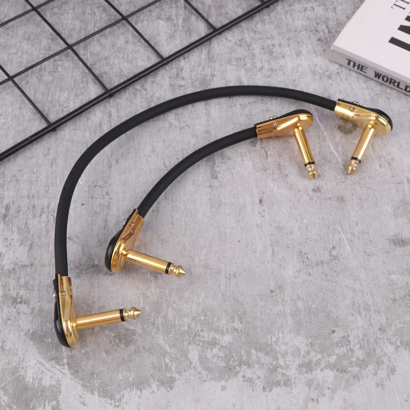 Cable de conexión para guitarra, 15/30CM, 1/4 ", ángulo recto, línea de Audio sin oxígeno para efectos de guitarra, Pedal, instrumentos, enchufe Jack, 1 ud.
