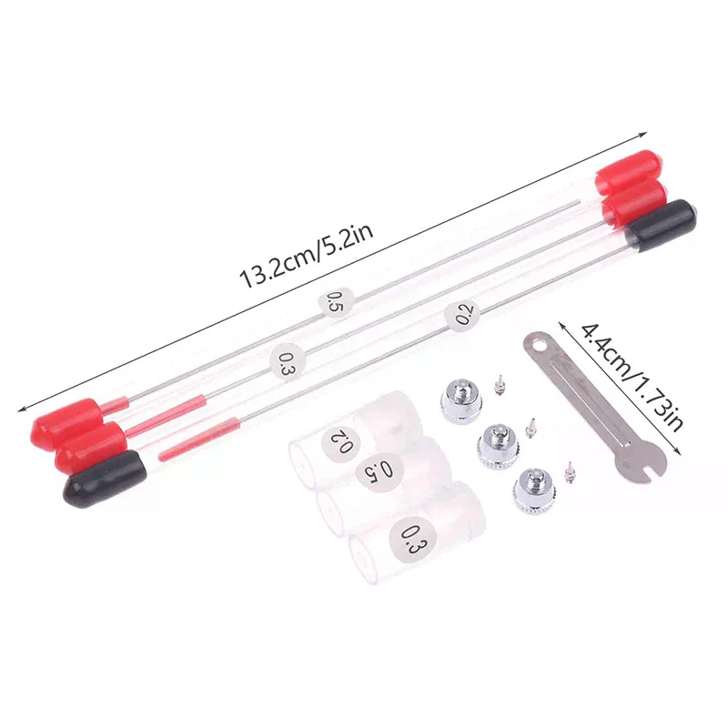 3/10 قطعة مجموعة قطع غيار البخاخة مع 0.2/0.3/0.5 مللي متر فوهة البخاخة ، إبرة البخاخة ، غطاء فوهة البخاخة مفتاح ربط صغير