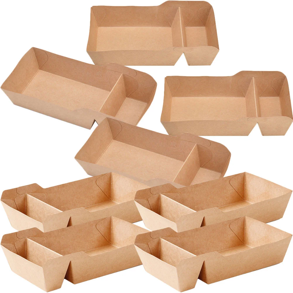 

50 Pcs Kraft Paper Snack Box Food Trays Take Out Containers Platters Popcorn Boxes Cardboard