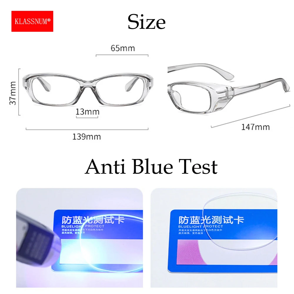 Klassnun-gafas de seguridad antiniebla para hombre y mujer, lentes protectoras con protectores laterales, Anti luz azul, Anti polvo, UV