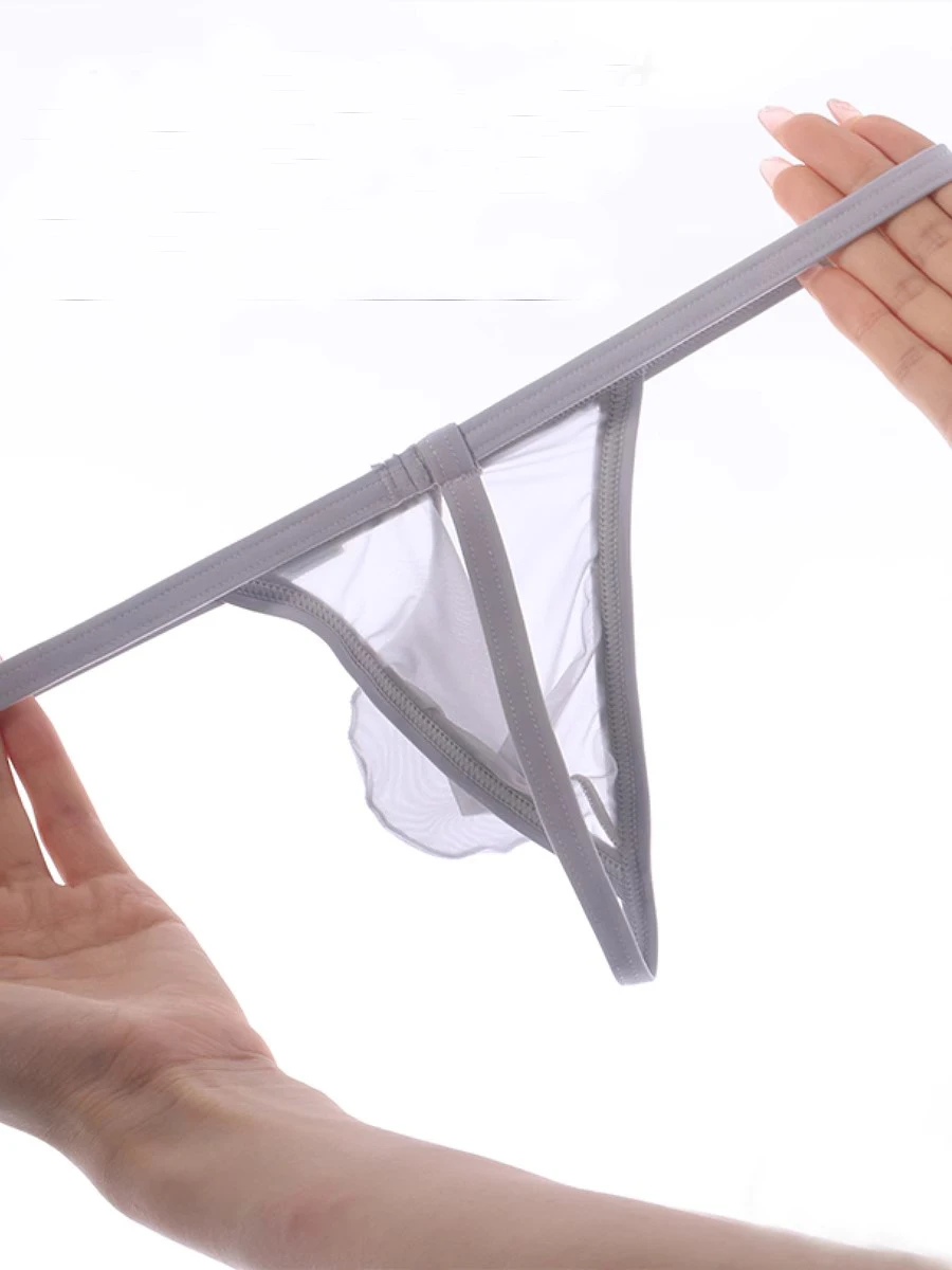 

Men's Thongs Underwear Transparent Ultra-thin Ice Silk Underpants Sexy Super Low-rise G-strings Gay T-back