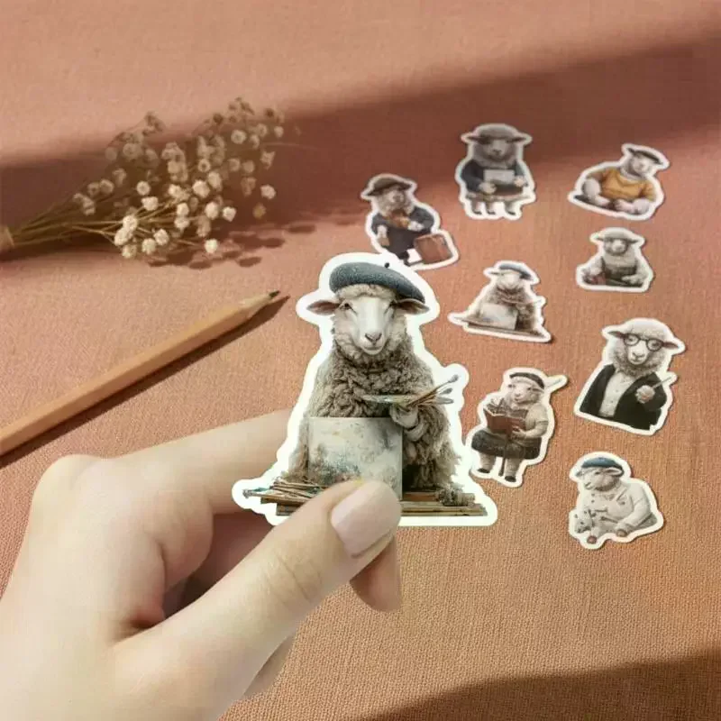 50Pcs Realistic Lamb Stickers, Cute Sheep Children Student Stationery Notebook Phone Case Waterproof Decorative Sticker